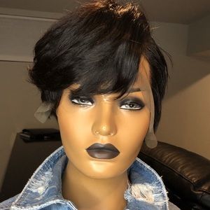 Human hair lace front wig